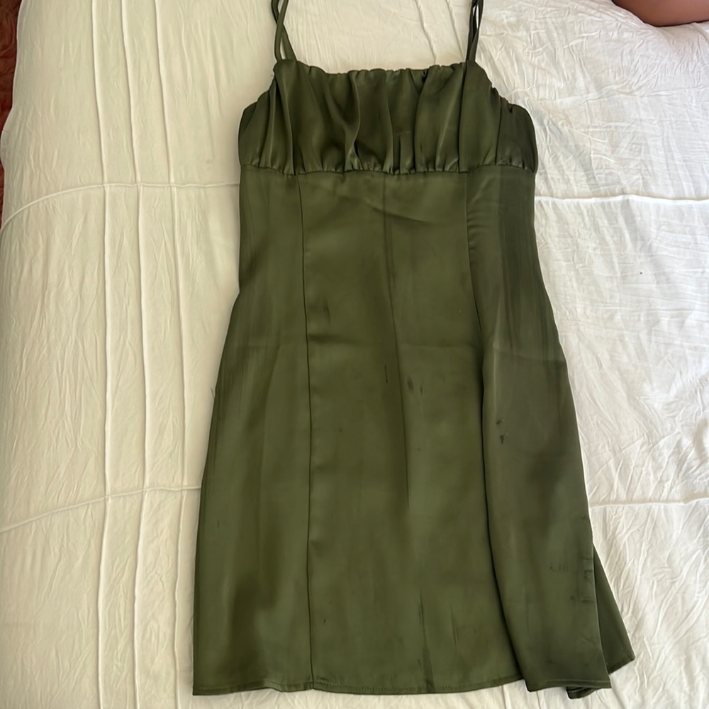 sage green - mini dress